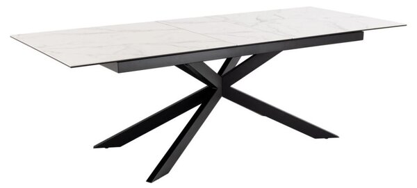 Actona Jídelní rozkládací stůl Irwine 200/240 cm bílý mramor/černý