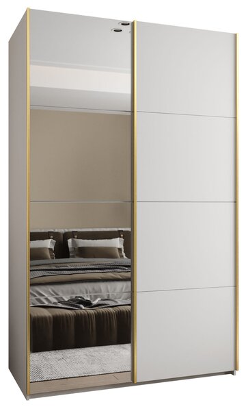 Dvoudveřová skříň SAMARA 3 - 160 cm, bílá / zlatá