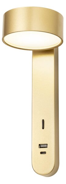 Redo Nástěnné LED svítidlo NORMA 6W, v. 30 cm, USB-A/USB-C Barva: Mosaz, Barva světla: 3000K