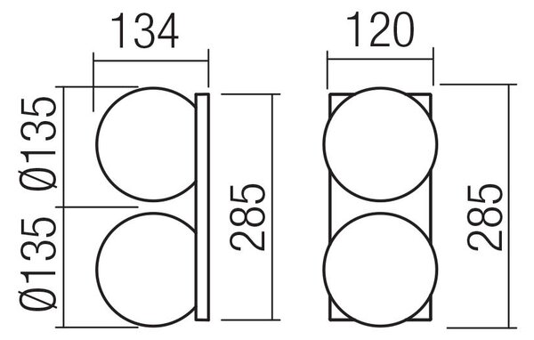 Redo Nástěnné/stropní LED svítidlo OPALE, 24W, š. 285 mm, TRIAC, IP44 Barva: Černá, Barva světla: 2700K