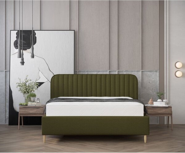 Zelená čalouněná dvoulůžková postel s úložným prostorem s roštem 180x200 cm Noto – Maison de Rêve