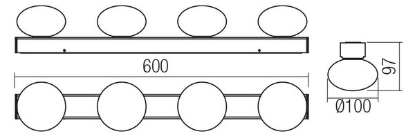 Redo Nástěnné/stropní LED svítidlo OVUM, 20W, š. 60 cm, CCT 3000-4000K, IP44 Barva světla: Mosaz