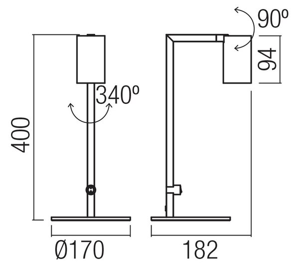 Redo Stolní lampa ROLF, 1xGU10, v. 40 cm Barva: Černá
