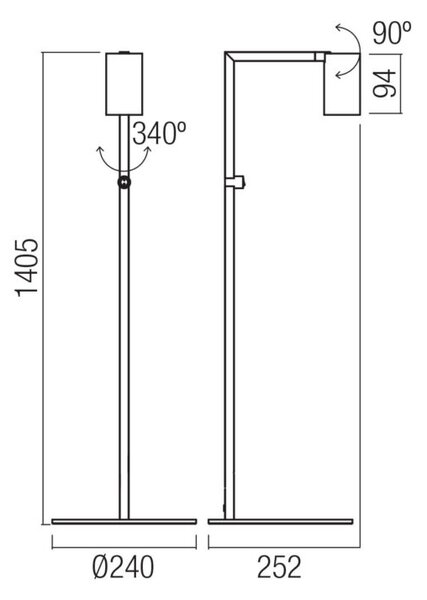 Redo Stojací lampa ROLF, 1xGU10, v. 140,5 cm Barva: Bílá