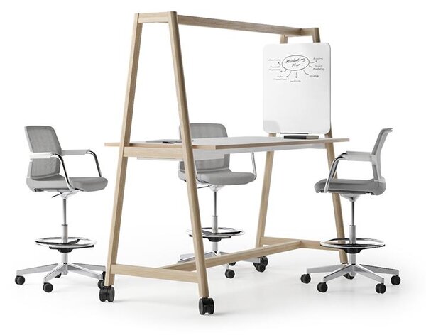 NARBUTAS - Jednací stůl NOVA WOOD MULTIPURPOSE HPL s kolečky - 140 x 90 x 105 cm