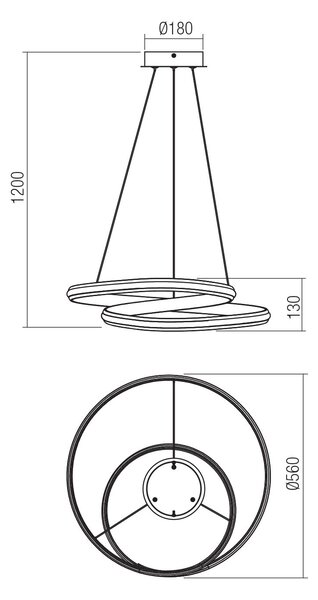 Redo Závěsné LED svítidlo TORSION, 40W, ø 56 cm, 3-step, 2700-4000K Barva: Bílá
