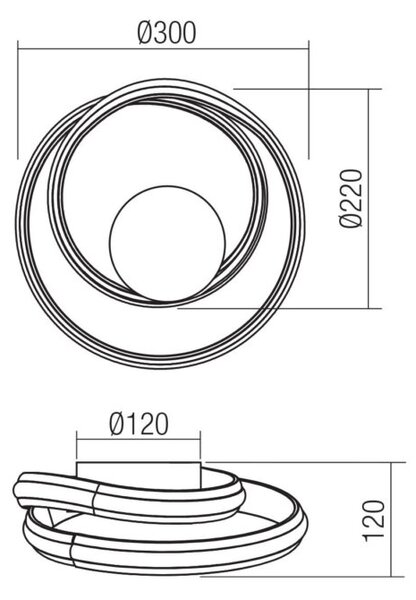 Redo Nástěnné/stropní LED svítidlo TORSION, 20W, ø 30 cm, 3-step 2700-4000K Barva: Zlatá
