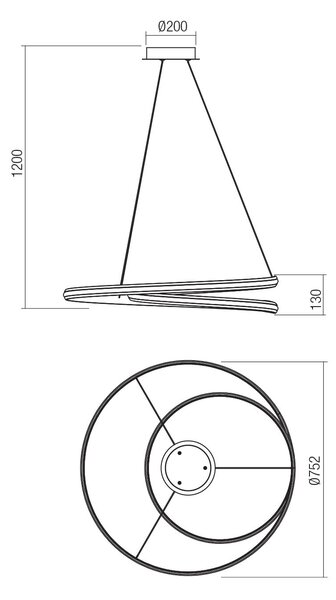 Redo Závěsné LED svítidlo TORSION, 60W, ø 75,2 cm, 3-step, 2700-4000K Barva: Bílá