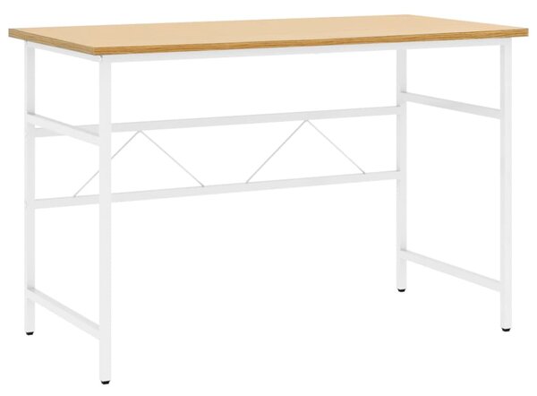 Psací stůl / PC stůl Fulton - 105 x 55 x 72 cm - MDF a kov | bílý a světlý dub