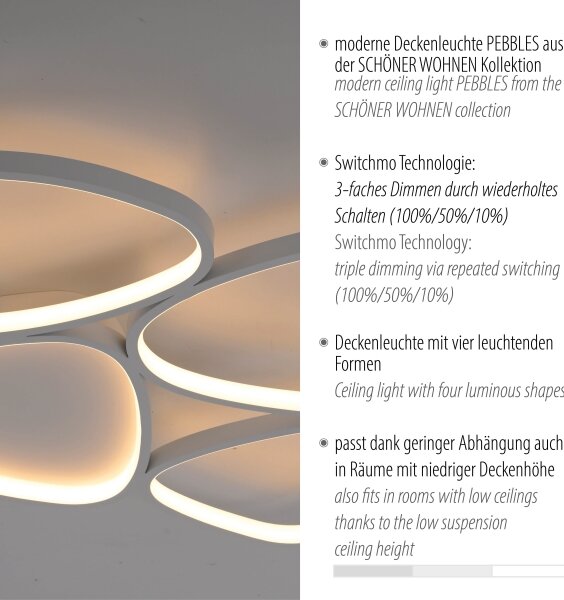 Schöner Wohnen 14038-16 - LED Stm. stropní svítidlo PEBBLES LED/35,5W/230V bílá