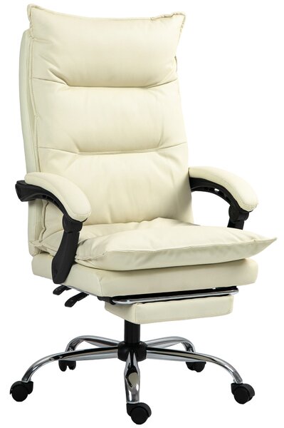 Vinsetto ergonomické kancelářské křeslo, náklon 155° s vysouvací opěrkou nohou, snadno čistitelná PU koženka, polstrované opěrky, otáčecí a výškově na