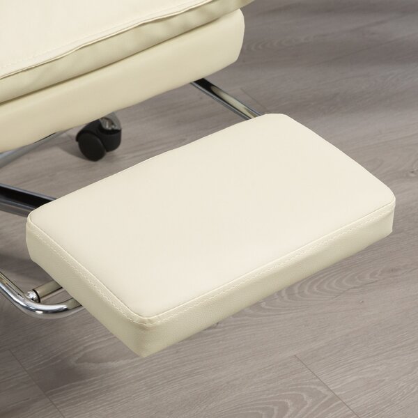 Vinsetto ergonomické kancelářské křeslo, náklon 155° s vysouvací opěrkou nohou, snadno čistitelná PU koženka, polstrované opěrky, otáčecí a výškově na