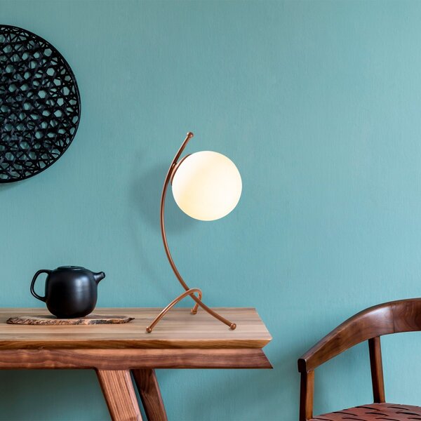 Opviq Stolní lampa Ayva bílá/měď