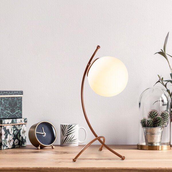 Opviq Stolní lampa Ayva bílá/měď
