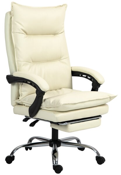 Vinsetto ergonomické kancelářské křeslo, náklon 155° s vysouvací opěrkou nohou, snadno čistitelná PU koženka, polstrované opěrky, otáčecí a výškově na