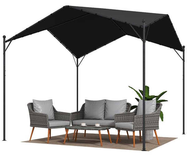 Outsunny pergola 3 x 3 m — nakloněná střecha, polyester UPF30+, pozinkovaný kovový rám, venkovní altán, terasa | Aosom