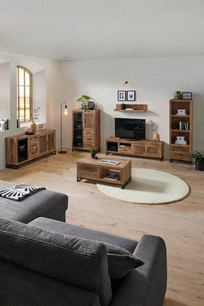 ŠIROKÁ KOMODA, mangové dřevo, přírodní barvy, světle hnědá, 175/80/40 cm Carryhome - Komody na nožičkách