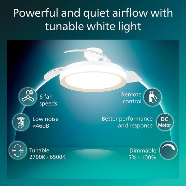 Philips Bliss DC stropní ventilátor a svítidlo 28W+35W zlatý