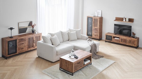 VYSOKÁ KOMODA, mangové dřevo, přírodní barvy, světle hnědá, 90/142/40 cm Carryhome - Vysoké komody