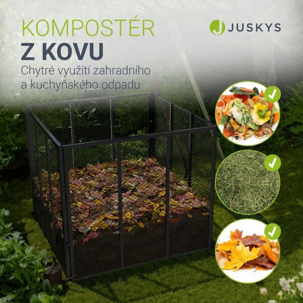 Kovový zahradní kompostér 450 l, 80 × 80 × 70 cm, černý