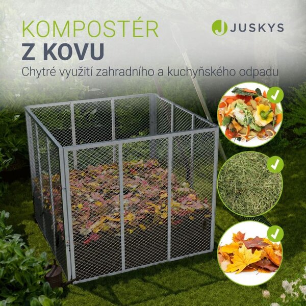 Kovový zahradní kompostér 450 l, 80 × 80 × 70 cm, stříbrný