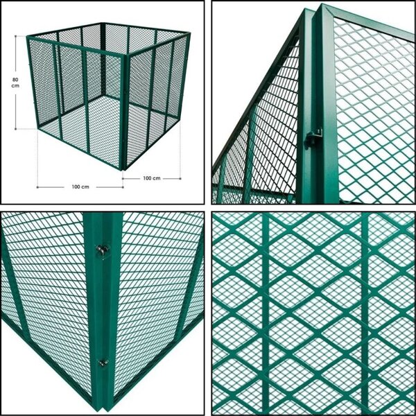 Kovový zahradní kompostér 800 l, 100 × 100 × 80 cm, zelený