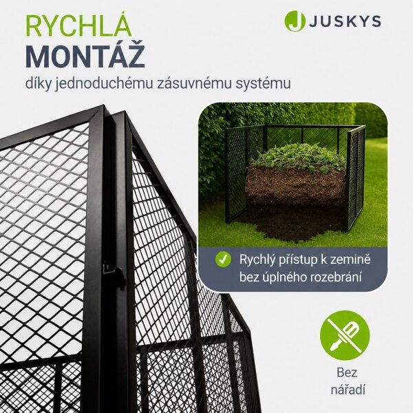Kovový zahradní kompostér 450 l, 80 × 80 × 70 cm, černý