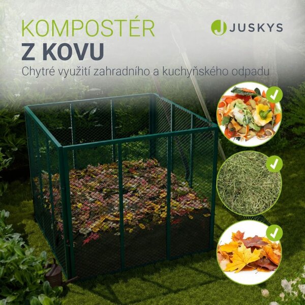 Kovový zahradní kompostér 800 l, 100 × 100 × 80 cm, zelený
