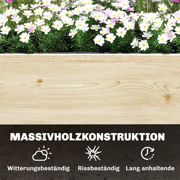 Outsunny dvoupatrový vyvýšený truhlík s mřížkou — 2 dřevěné truhlíky s látkovými vložkami pro popínavé rostliny, 108 × 62 × 120 cm | Aosom