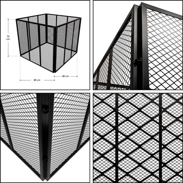 Kovový zahradní kompostér 450 l, 80 × 80 × 70 cm, černý