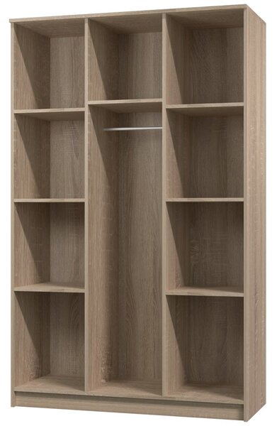 Policová šatní skříň 120 cm Clesh Bílá/dub sonoma