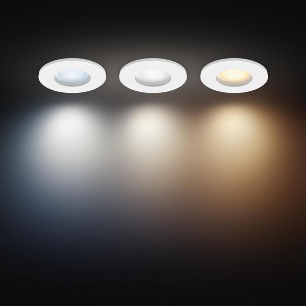 Philips Hue Adore zápustné koupelnové svítidlo kulaté 3x4,2W, 2000-6500K, IP44, bílá (3ks)