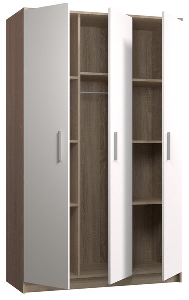 Policová šatní skříň 120 cm Clesh Bílá/dub sonoma