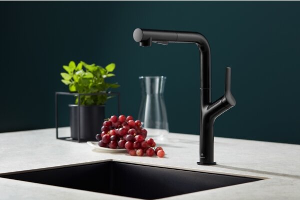 KFA Armatura 6623-220-81- Dřezová baterie s vytah. sprškou DUERO DESIGN m. černá