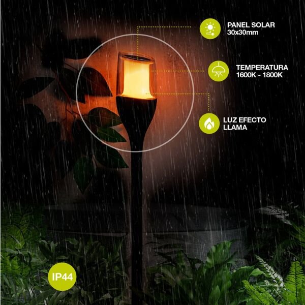 Zahradní solární lampa LED pochodeň s efektem ohně Arthar 65cm žluté světlo, 3 roky záruka