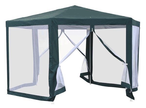 KONDELA Stanový altán do zahrady, 3,9x2,5x3,9m, zelená / bílá, RINGE TYP 1 + 6 bočních stran