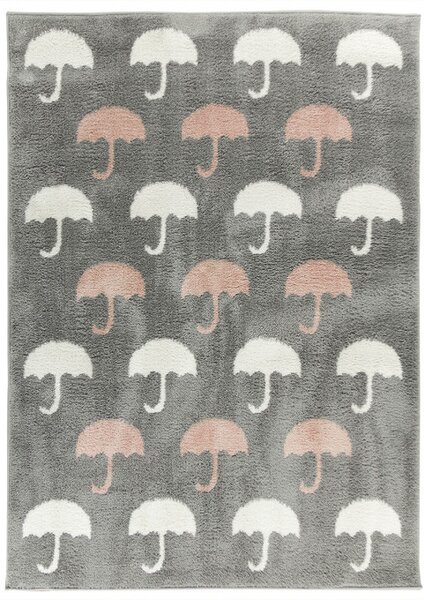 Koberec Shaggy Slim 9998 deštníky šedý