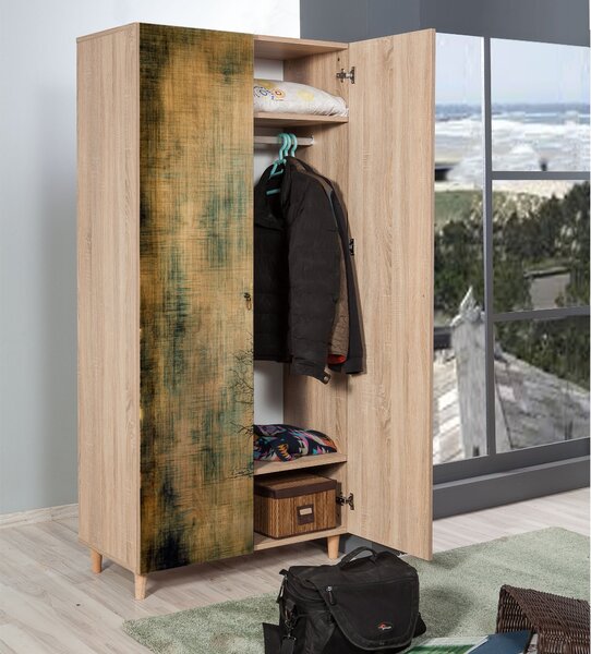 Kalune Design Šatní skříň Stil 90 cm dub sonoma/strom