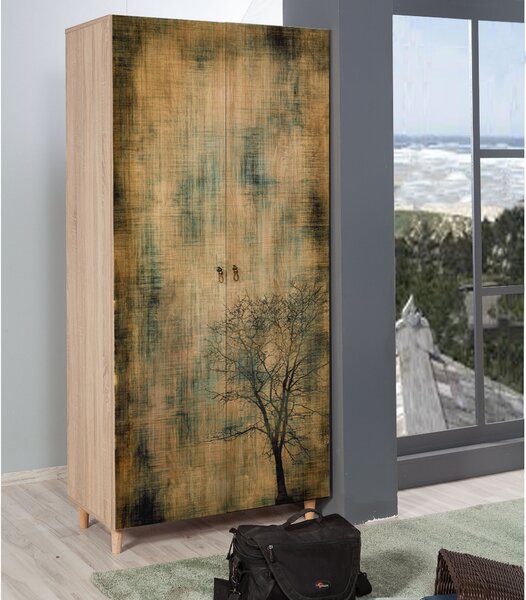 Kalune Design Šatní skříň Stil 90 cm dub sonoma/strom