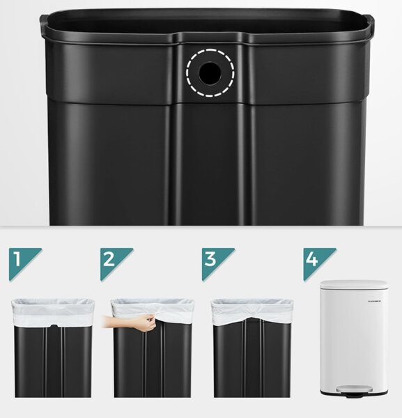 SONGMICS Odpadkový koš Doro 50 l bílý