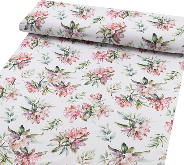 Biante Teflonový obdélníkový ubrus TF-134 Akvarelové květy rododendronu na bílém 50x100 cm