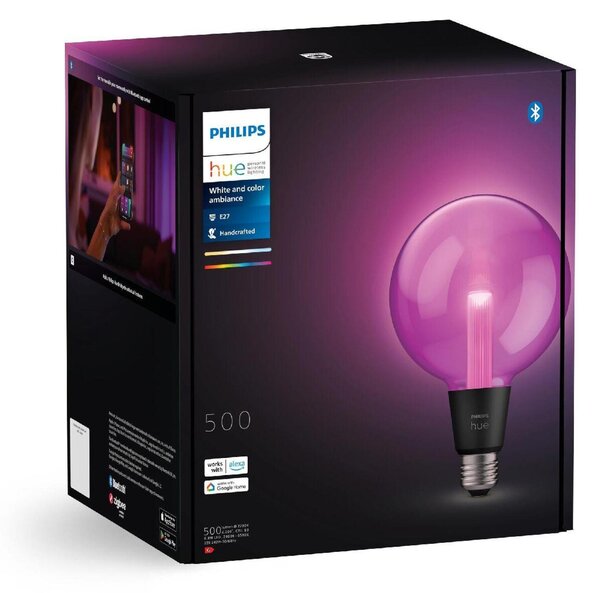 Philips Hue Lightguide LED žárovka E27 G125 6,8W 500lm 2000-6500K RGB CRI80 IP20, stmívatelná