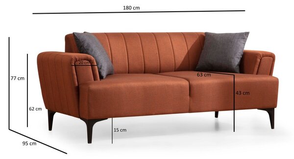 Hanah Home Dvoumístná pohovka Hamlet 180 cm cihlová