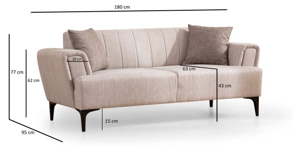 Hanah Home Dvoumístná pohovka Hamlet 180 cm béžová