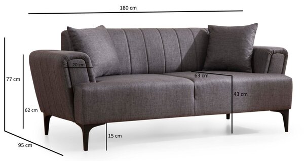 Hanah Home Dvoumístná pohovka Hamlet 180 cm šedá
