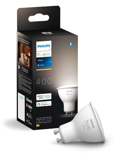 Philips Hue White LED žárovka GU10 4,2W 400lm 2700K CRI80 IP20