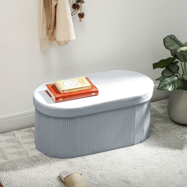 HOMCOM sametový úložný taburet, skládací úložný box, 72 l (76 x 38 x 35 cm), sametové čalounění, nosnost 120 kg — tmavě šedá | Aosom