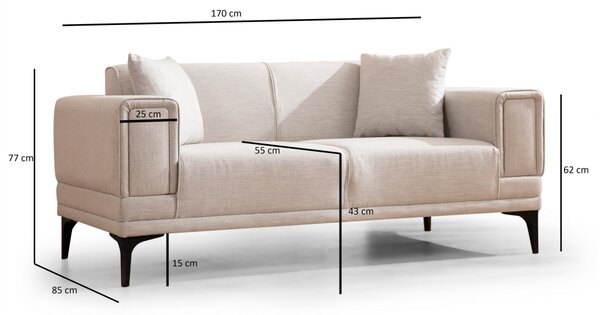 Hanah Home Dvoumístná pohovka Horizon 170 cm ecru