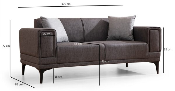 Hanah Home Dvoumístná pohovka Horizon 170 cm tmavě šedá