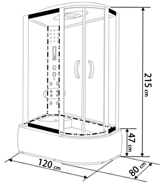 BPS-koupelny Hydromasážní box HYD-A04 120 L, 120x80 levý bez sauny